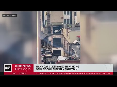 Many cars destroyed in NYC parking garage collapse in Lower Manhattan