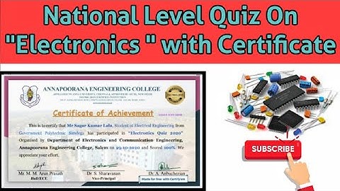 National Level Quiz On "Electronics" with Certificate || Quiz On Electronics with Certificate #free