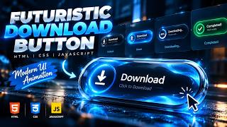 Futuristic Download Button Animation | HTML CSS JavaScript