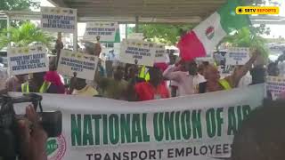 Aviation Workers Begin Strike; Protest At Nnamdi Azikwe International Airport, Abuja