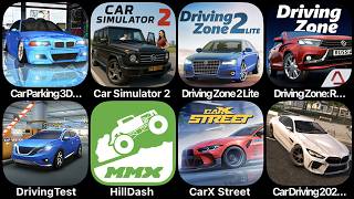 Car Parking 3D, Car Simulator 2, Driving Zone 2, Driving Zone, Driving Test, Hill Dash, CarX Street
