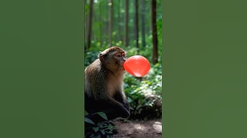 Monkey blew up the balloon.猴子吹爆氣球 #monkey #猴子 #balloon #氣球