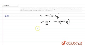 A point performs simple harmonic oscillation of period T and the equation of motion is given by