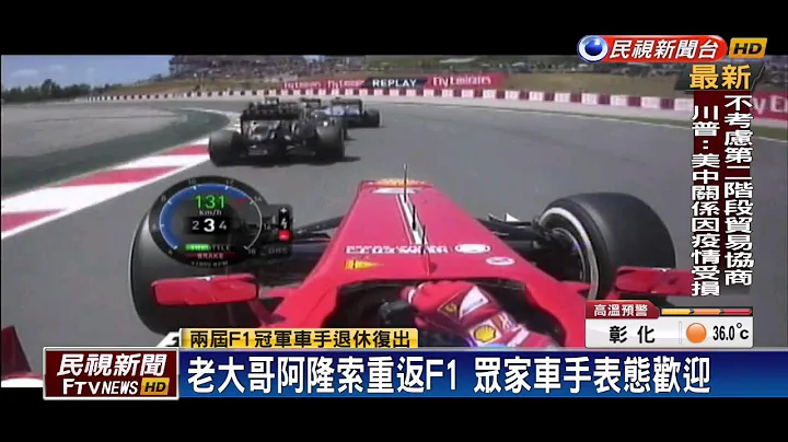 阿隆索老大哥重返F1 众家车手表态欢迎－民视新闻 - 天天要闻