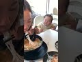 Cute baby can't stop drooling when watching mom eat Pho noodles #shorts