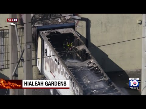 Semi-trailer truck catches fire at loading dock in Hialeah Gardens 