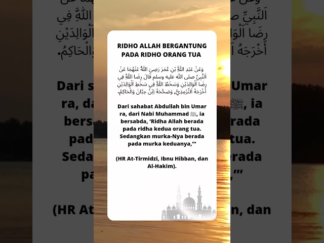 Ridho Allah Bergantung Pada Ridho Orang Tua #allah #orangtua #storyislami #shorts #rasulullah class=