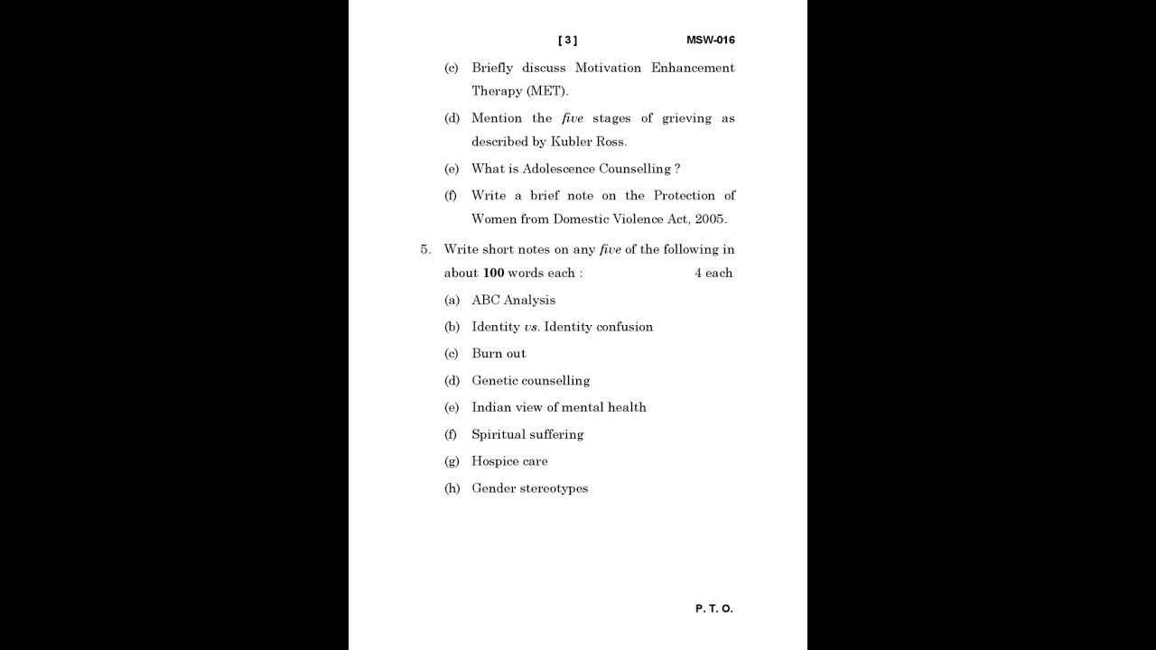 MSW - 016   December 2022 Question Paper