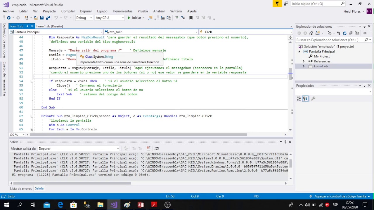 Explicacion del ejercicio con ListView y MessageBox - YouTube