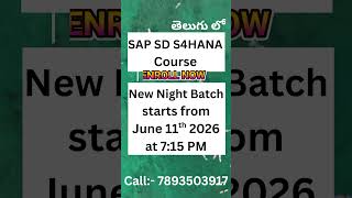 SAP SD S4 HANA Tutorial || New Night Batch || SAP SD in Telugu #sapsd