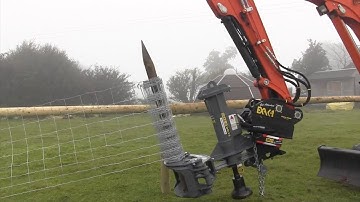 Grab-n-Drive GD30S post driver on Kubota KX057L