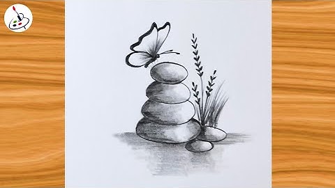 Butterfly on stone Drawing||Simple Pencil Sketch||Easy Drawing ideas for Beginners 