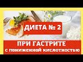 Диета № 2 - при гастрите с пониженной кислотностью. Домашний лечебник