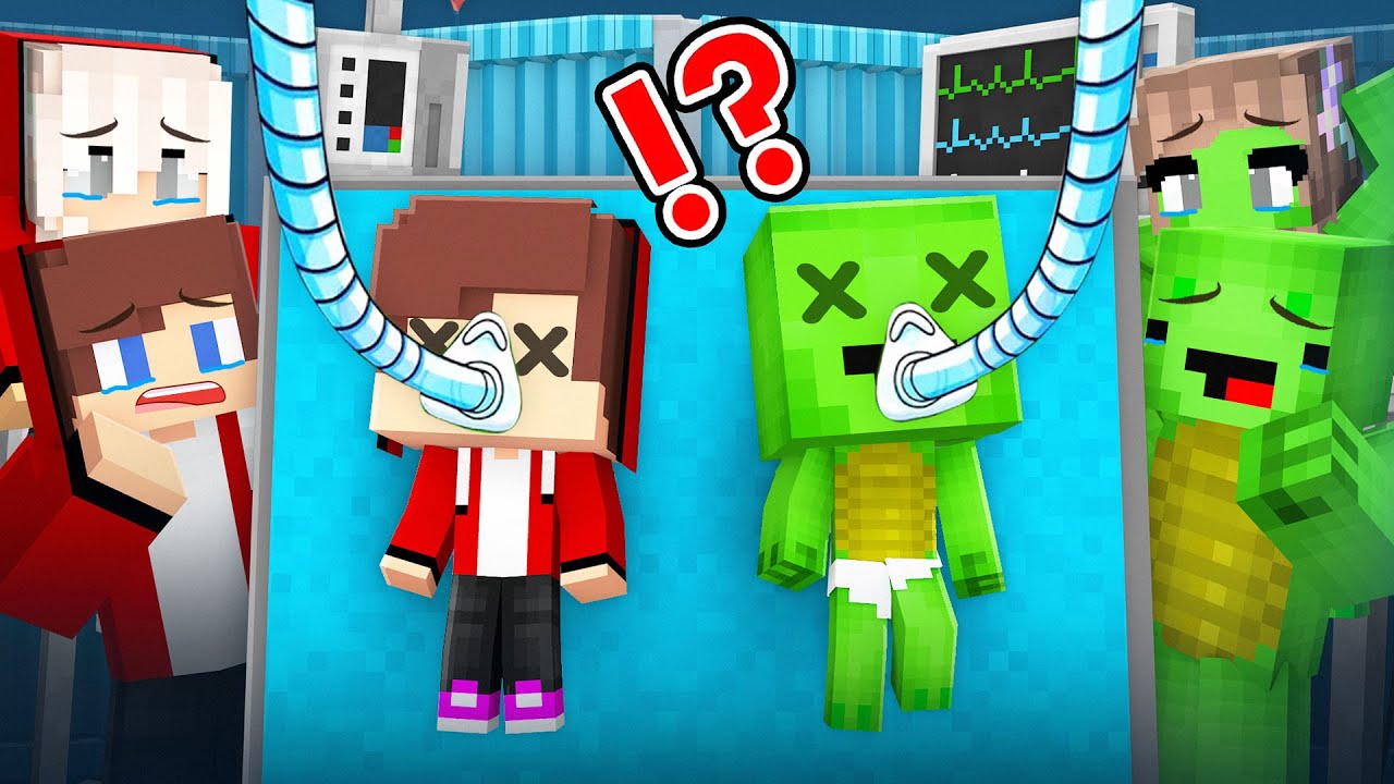 Baby JJ and Mikey Survive 24 Hours in the Hospital Challenge in Minecraft - Maizen
