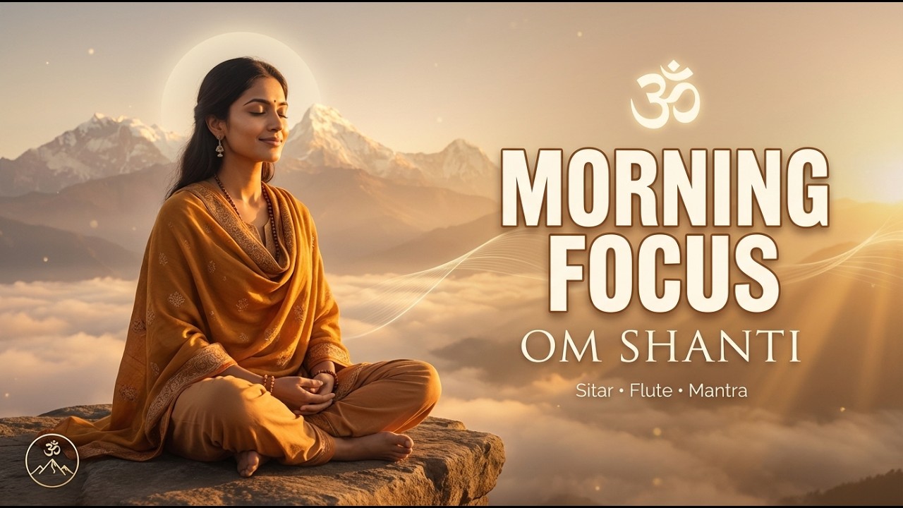 Om Shanti Mantra 🕉️ Sitar & Flute Meditation | Morning Focus Music for Study, Flow State