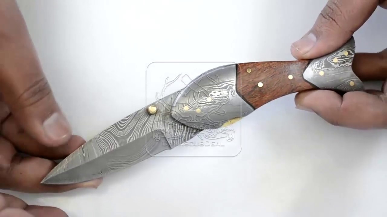 Handmade Damascus Steel Folding Knives - YouTube