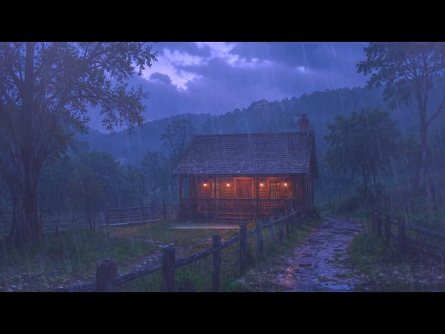 Thunderstorm Rain Sounds for Sleeping 🌧️ Relaxing Cabin in Heavy Rain & Wind