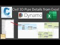 Dynamo for civil 3d pipe network details from excel