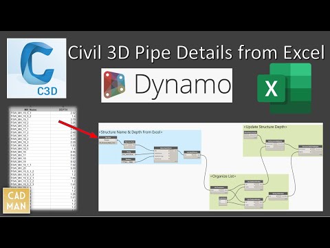 Dynamo For Civil 3D: Pipe Network Details from Excel