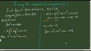 Finding the Constant Of Integration (C). Example 1