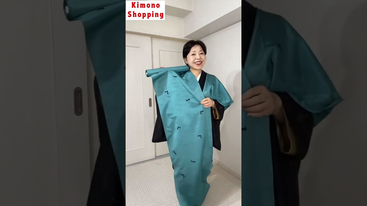 単衣に最適なおしゃれ紬【ターコイズブルーにこうもり】【粋紗単衣 