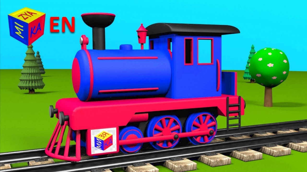 ⁣Trains for children: steam locomotive. Construction game educational cartoon for toddlers