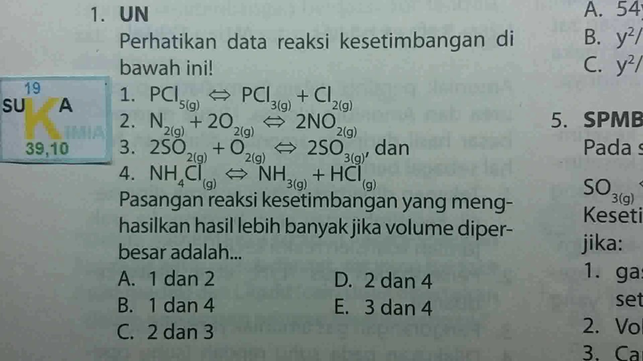Kesetimbangan Latihan Soal Un Kimia Sma Youtube