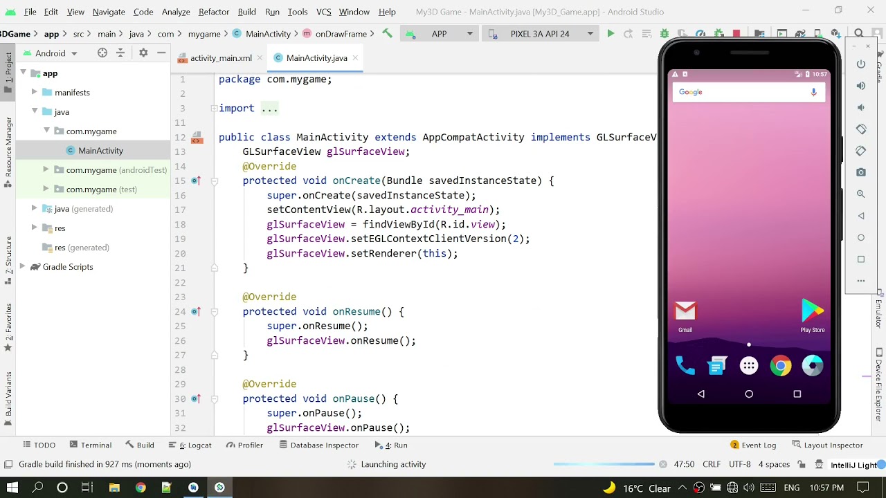 create 3d game in android studio tutorial 1 setup opengl YouTube