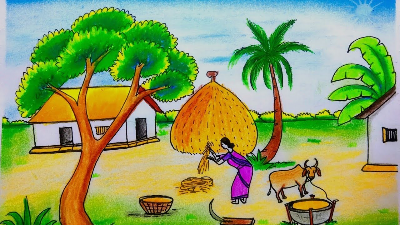 Landscape scenery drawing.