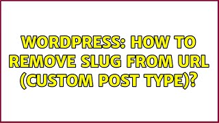 Wordpress: How to remove slug from url (custom post type)?