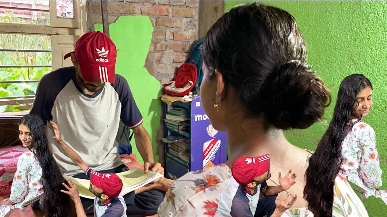 Angry teacher fell in love with her long hair & he touched her hair | Long hair play with teacher