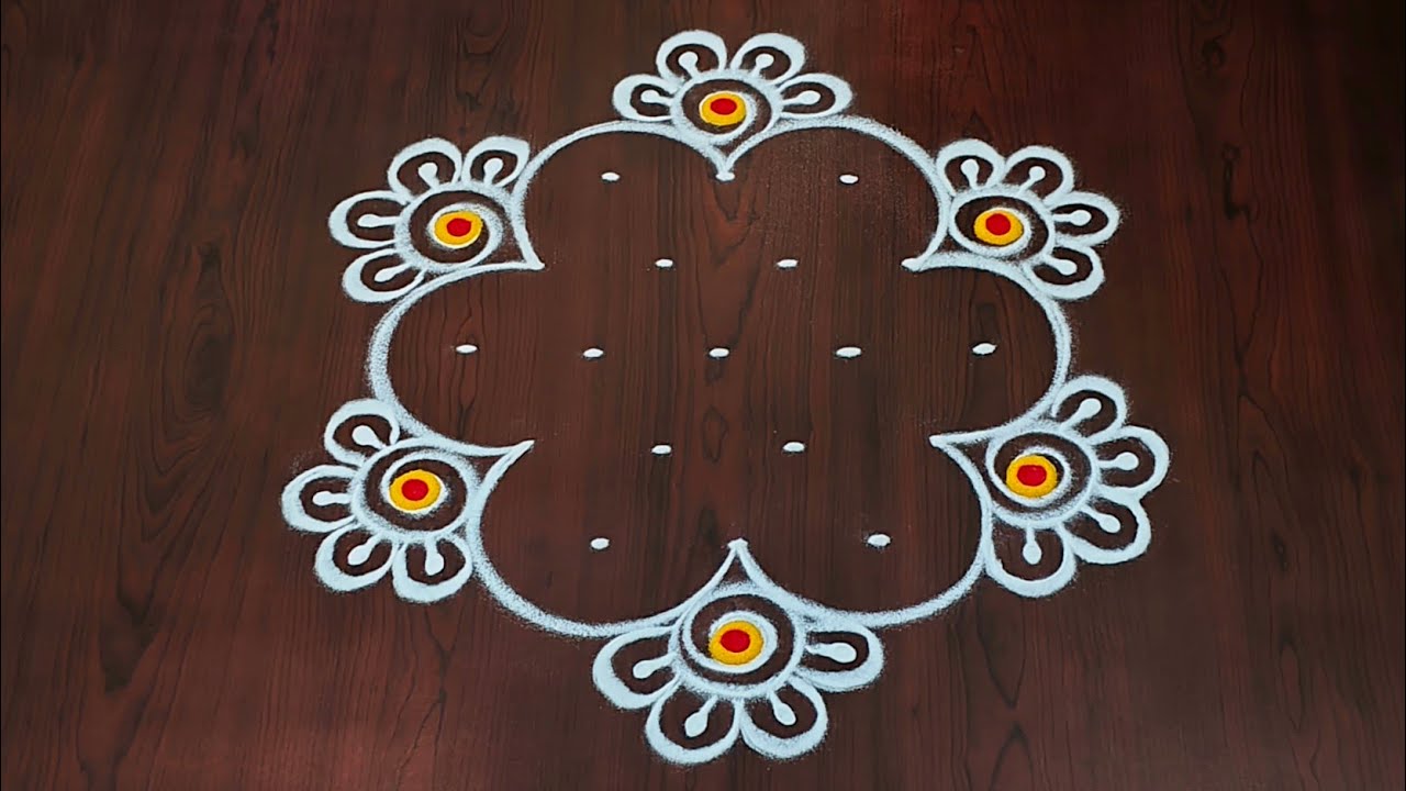 5×3dots easy rangoli|daily muggulu|thipkyanchi,festival rangoli|traditional rangoli#Rang kaa Rangoli