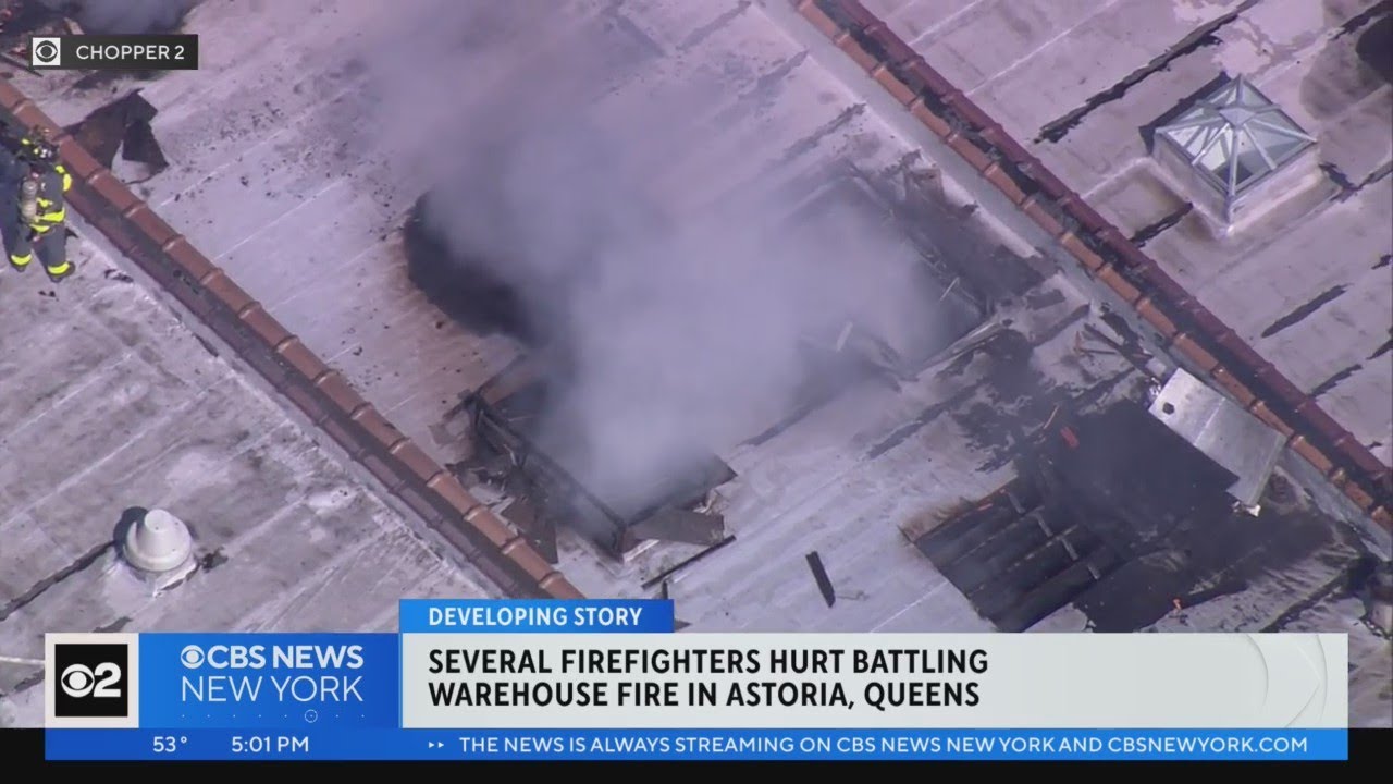 Several firefighters hurt battling warehouse fire in Astoria, Queens ...