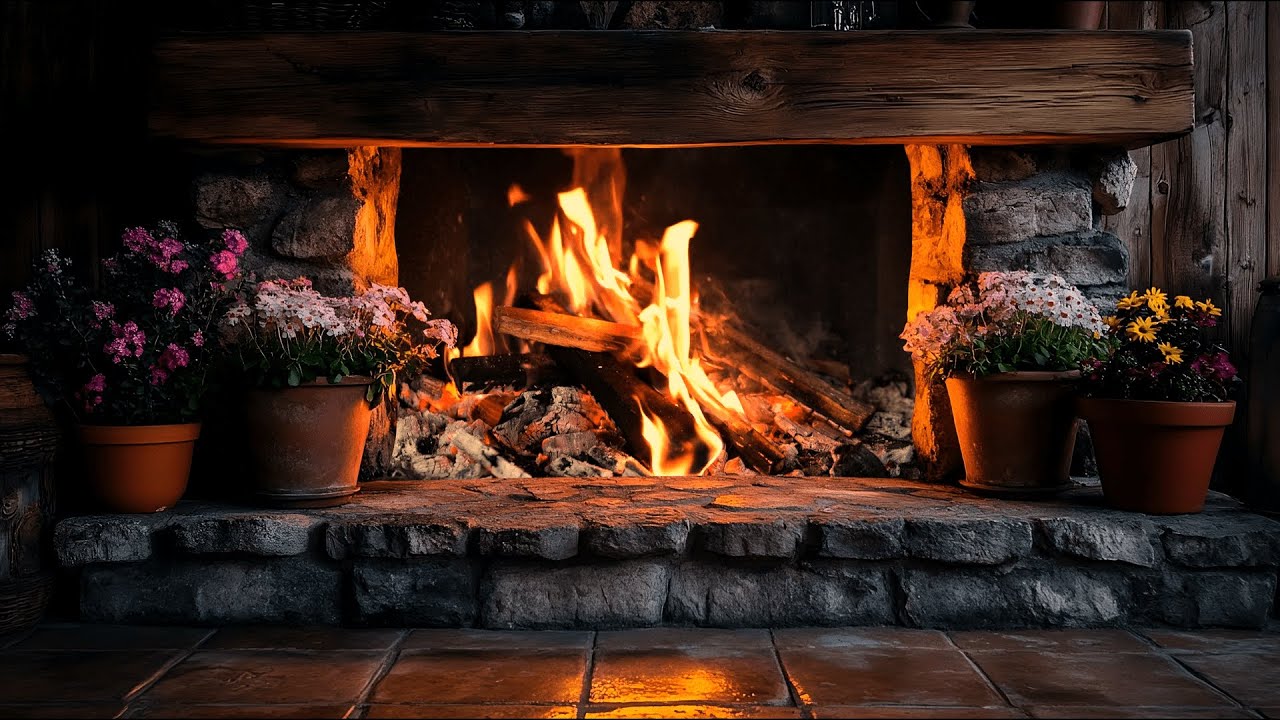 Relaxing Spring Fireplace with Crackling Logs in a Cozy Ambience to Cure Insomnia & Sleep Peacefully