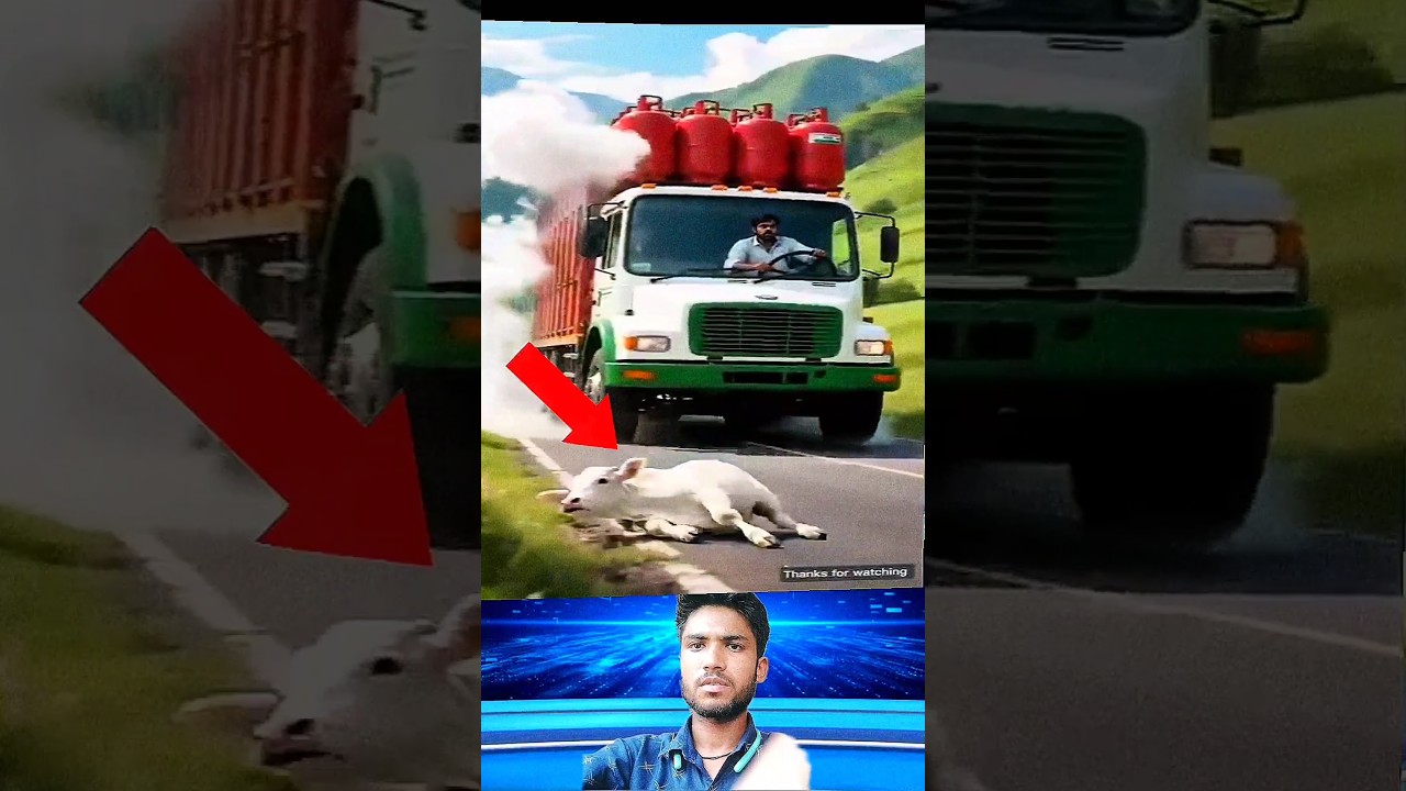 The brave calf saved the driver's life just before the cylinder exploded 😭 