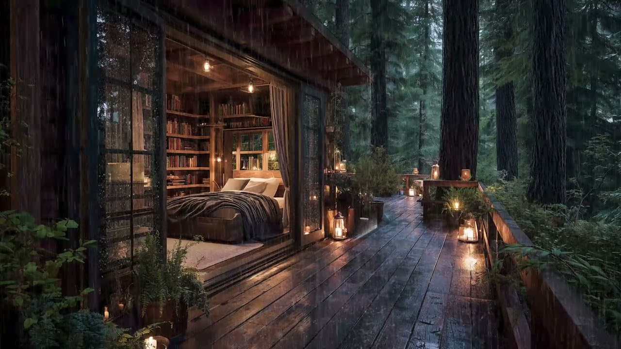 Cozy Forest Bedroom In The Heavy Rain | Gentle Rainfall That Melts Stress And Helps You Sleep Fast