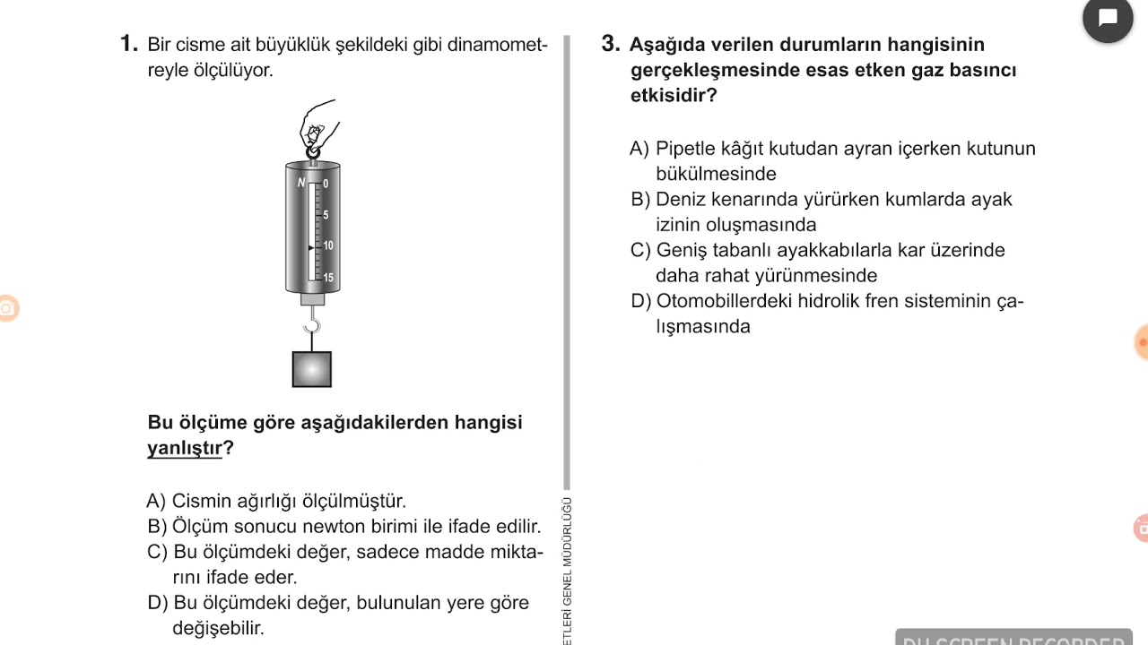 7.SINIF FEN BİLİMLERİ BURSLULUK SINAVI SORU VE CEVAPLARI. 3 HAZİRAN