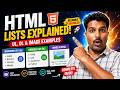 HTML Lists Tutorial in Telugu | UL, OL &amp; Images Complete Guide 🔥
