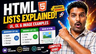 HTML Lists Tutorial in Telugu | UL, OL &amp; Images Complete Guide 🔥