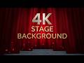 4K Theater Stage Background With Opening Curtains 1 Hour Loop 