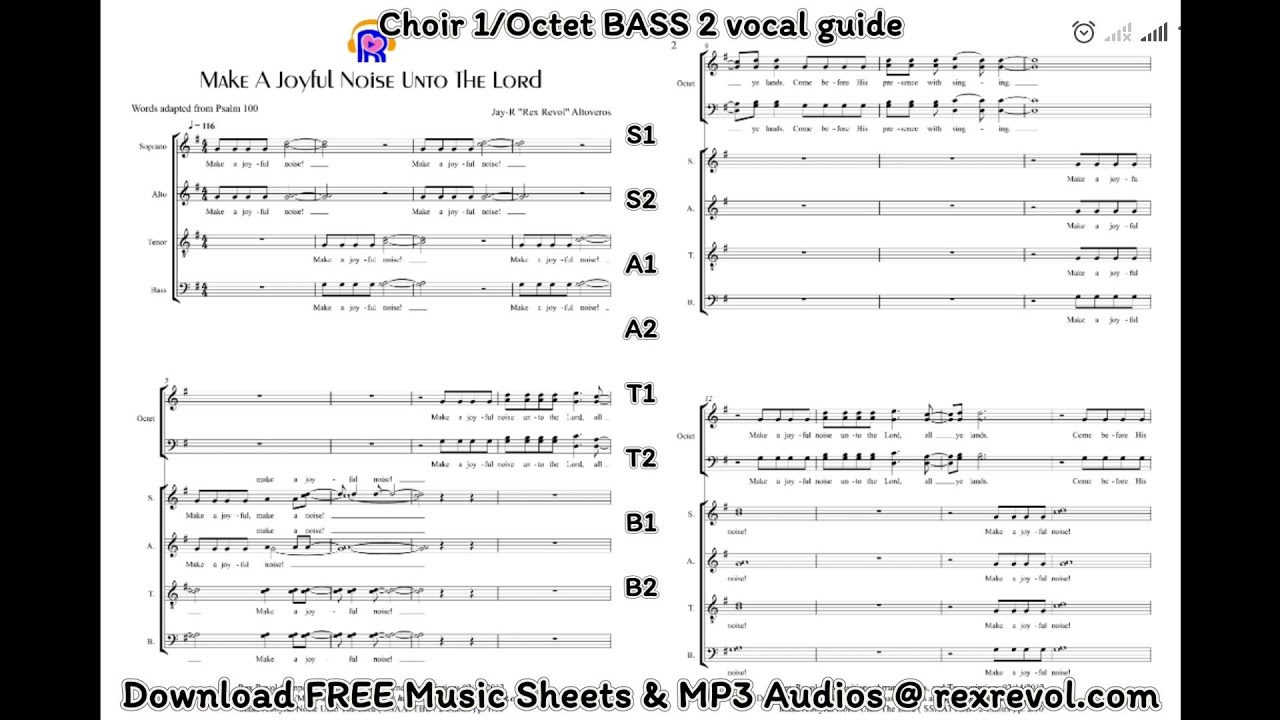 Make A Joyful Noise Unto The Lord [] Choir 1/Octet BASS 2 vocal guide ...