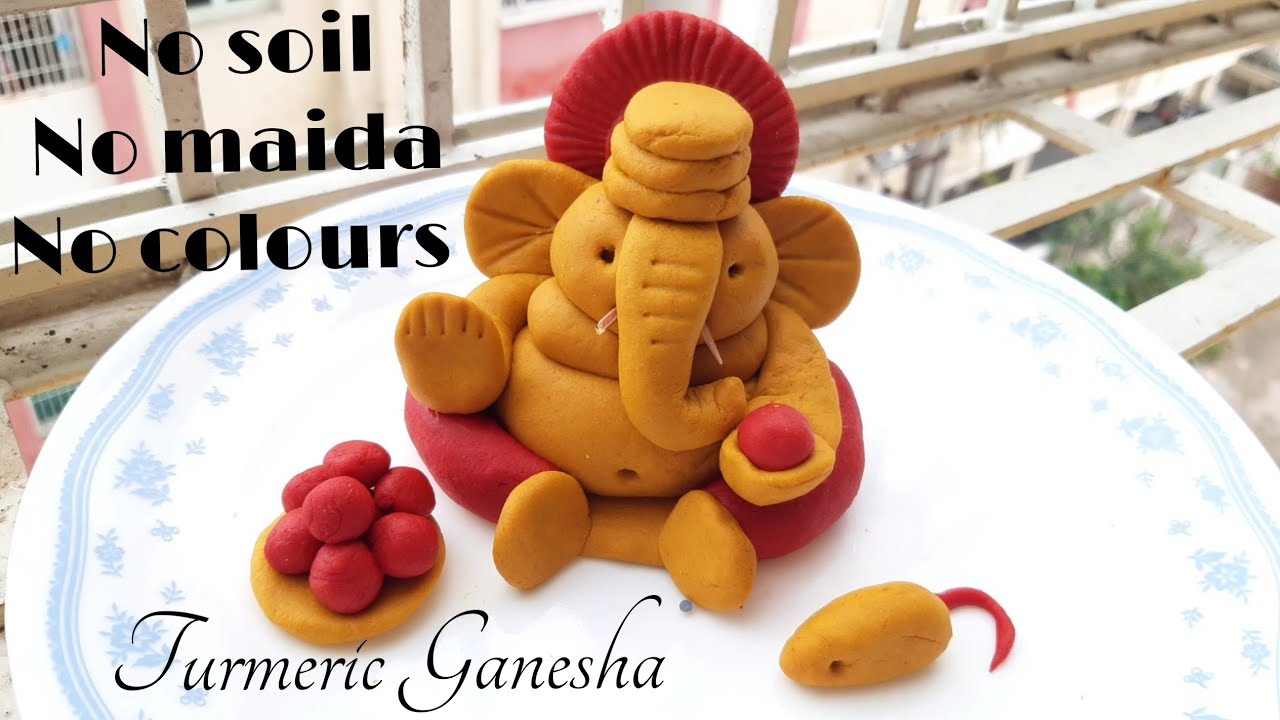 Easy way to make Turmeric ganesh at home ||Eco friendly ganesh making with home made clay 2020