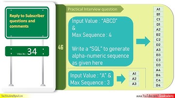 Subscriber Comments Reply Video 34 | SQL to generate alphanumeric sequence