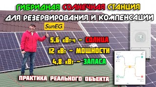 Гибридная солнечная станция для резервирования и компенсации 5 кВт*ч - 12 кВт - 4,8 кВт