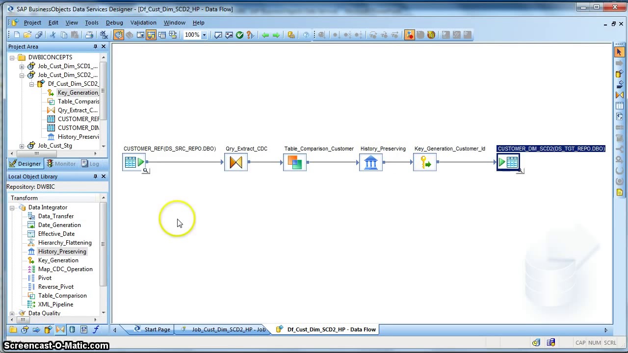 BODS Tutorial 007 Slowly Changing Dimension in Data Services YouTube