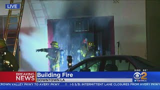 Greater-Alarm Fire Rips Through Downtown LA Strip Mall, Arson Suspect Detained