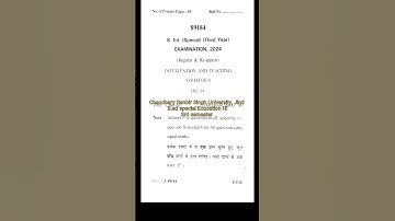 B.ed sp.edu., 3rd sem. HI, Intervention and Teaching Strategies HI, Chaudhary Ranbir Singh Uni.#pyq