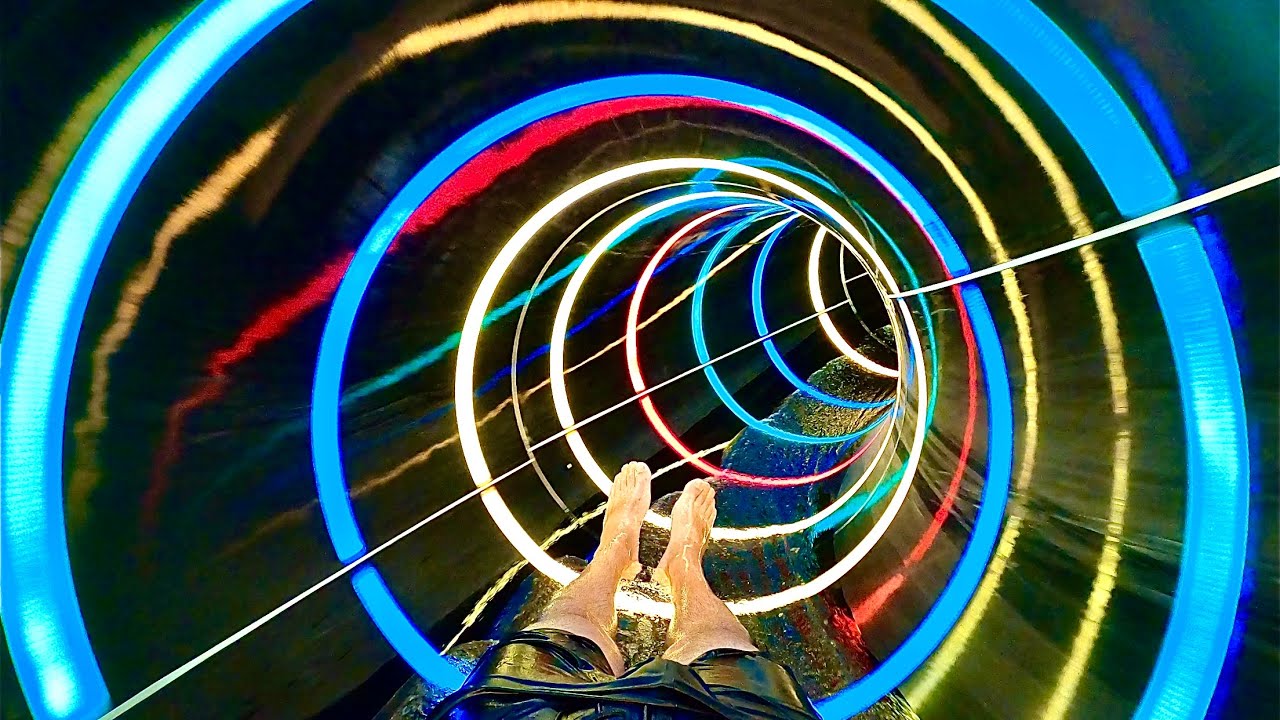 Aqua Tube Water Slide with colorful LED lighting Dino Water Park YouTube