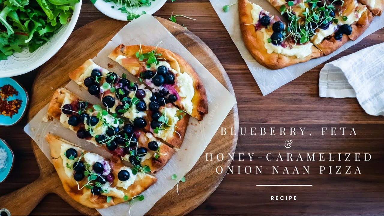 Blueberry, Feta and Honey Caramelized Onion Naan Pizza | Kitchen Confidante