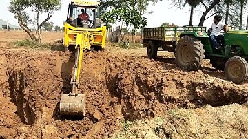 JCB 3dx Backhole loading mud in John Deere tractor video Part-10 || JCB LOADING VIDEO || SRIKANTH PS